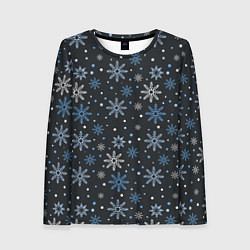Лонгслив женский Снежинки, цвет: 3D-принт