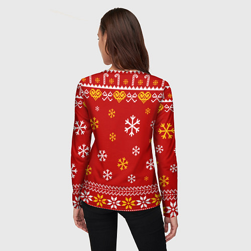 Женский лонгслив Новогодний Гомер и Барт Симпсоны / 3D-принт – фото 4