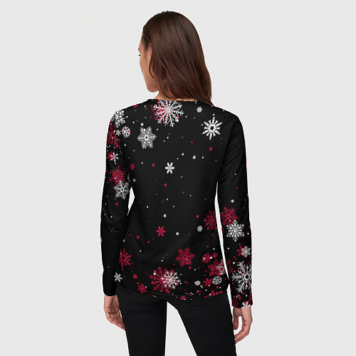 Женский лонгслив НОВОГОДНИЙ CHICAGO BULLS 2022 СНЕЖИНКИ / 3D-принт – фото 4