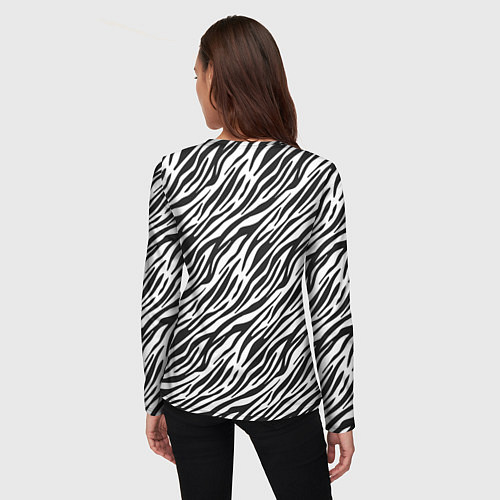 Женский лонгслив Чёрно-Белые полоски Зебры / 3D-принт – фото 4