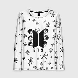 Лонгслив женский ЛОГОТИП БТС LOGO BTS, цвет: 3D-принт