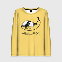 Лонгслив женский Relax - панда на банане, цвет: 3D-принт