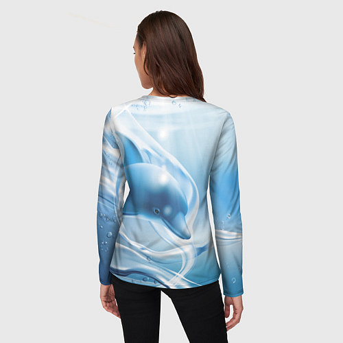 Женский лонгслив Дельфин в лазурном океане / 3D-принт – фото 4