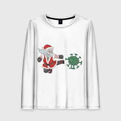 Лонгслив женский Дед Мороз Против Вируса, цвет: 3D-принт