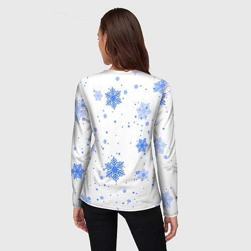 Женский лонгслив Голубые снежинки падают / 3D-принт – фото 4