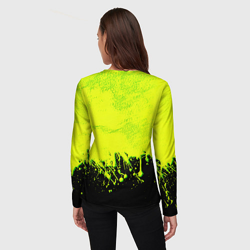 Женский лонгслив НЕОНОВЫЕ БРЫЗГИ КРАСКИ / 3D-принт – фото 4