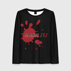 Лонгслив женский Sonic Exe - логотип с брызгами крови, цвет: 3D-принт