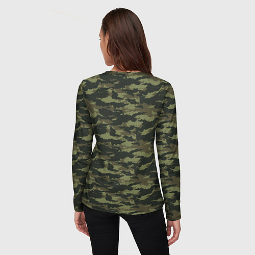 Женский лонгслив ДАЧНЫЕ ВОЙСКА КАМУФЛЯЖ / 3D-принт – фото 4