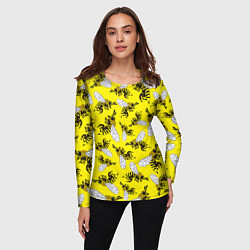 Лонгслив женский Пчелы на желтом, цвет: 3D-принт — фото 2