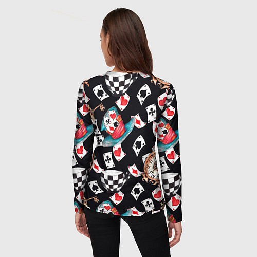 Женский лонгслив Алиса в стране чудес - карты / 3D-принт – фото 4