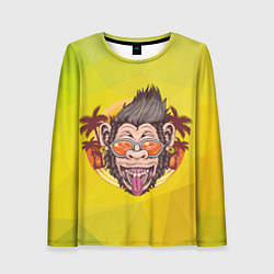 Лонгслив женский Обезьяна и очки, цвет: 3D-принт