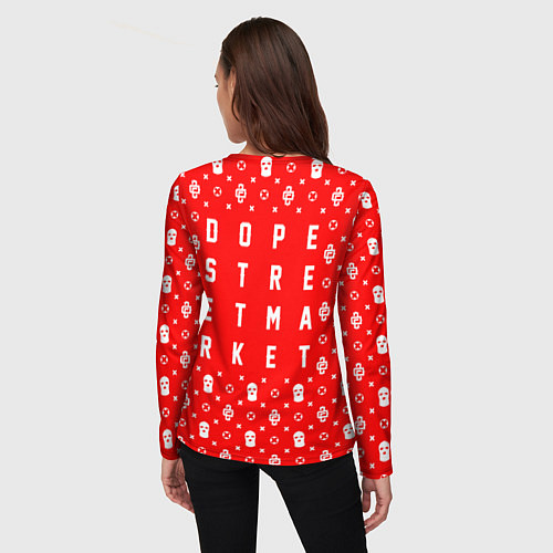 Женский лонгслив Узор Red Ski Mask Dope Street Market / 3D-принт – фото 4