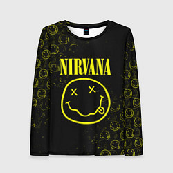 Лонгслив женский NIRVANA логотипы, цвет: 3D-принт