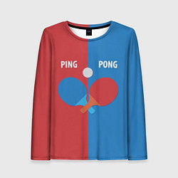 Лонгслив женский PING PONG теннис, цвет: 3D-принт