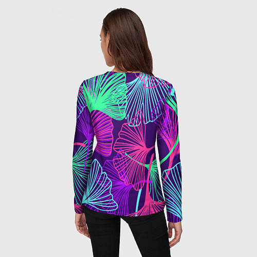 Женский лонгслив Neon color pattern Fashion 2023 / 3D-принт – фото 4