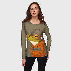 Лонгслив женский Лягуха в наушниках, цвет: 3D-принт — фото 2