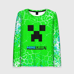 Лонгслив женский Minecraft зеленый фон, цвет: 3D-принт