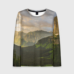 Лонгслив женский Горы, лес, небо, цвет: 3D-принт