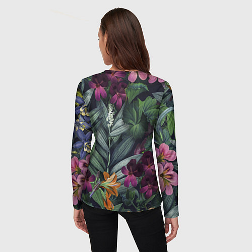 Женский лонгслив Цветы Ночные / 3D-принт – фото 4