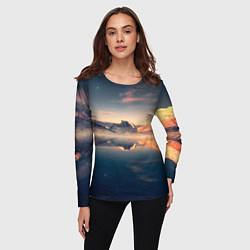 Лонгслив женский Горы озеро, цвет: 3D-принт — фото 2