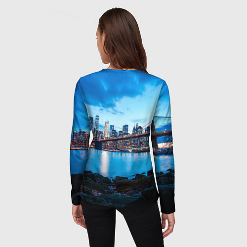 Женский лонгслив Закат в мегаполисе / 3D-принт – фото 4