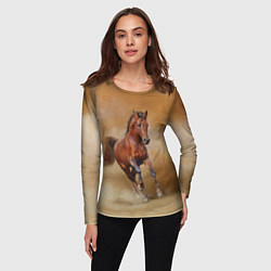 Лонгслив женский BAY HORSE гнедой конь, цвет: 3D-принт — фото 2