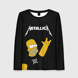 Лонгслив женский Metallica Гомер Симпсон рокер, цвет: 3D-принт