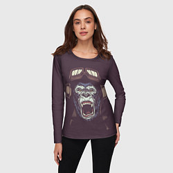 Лонгслив женский Орущая горилла, цвет: 3D-принт — фото 2