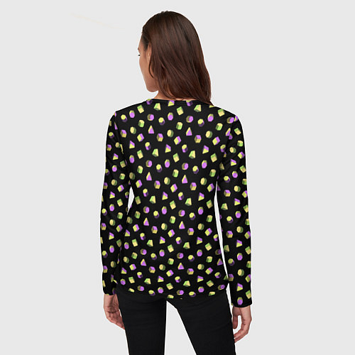 Женский лонгслив Объемные цветные геометрические фигуры / 3D-принт – фото 4