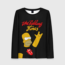Лонгслив женский Rolling Stones Гомер Симпсон рокер, цвет: 3D-принт