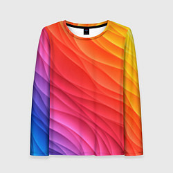 Лонгслив женский Разноцветные цифровые волны, цвет: 3D-принт