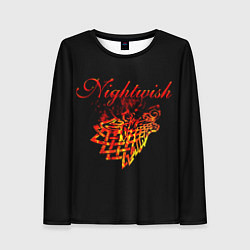 Лонгслив женский Nightwish кельтский волк с горящей головой, цвет: 3D-принт