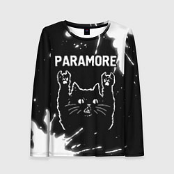 Лонгслив женский Группа Paramore и Рок Кот, цвет: 3D-принт