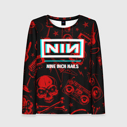 Лонгслив женский Nine Inch Nails Rock Glitch, цвет: 3D-принт