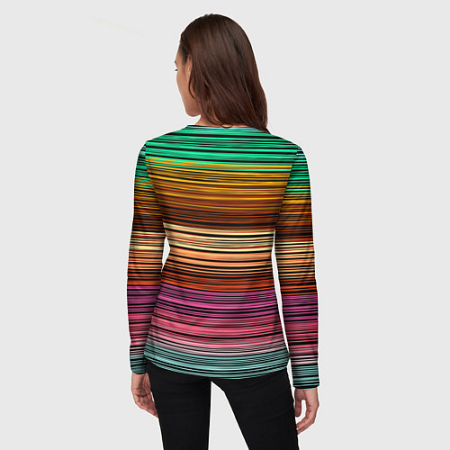 Женский лонгслив Multicolored thin stripes Разноцветные полосы / 3D-принт – фото 4
