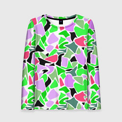 Женский лонгслив Abstract pattern green pink spots