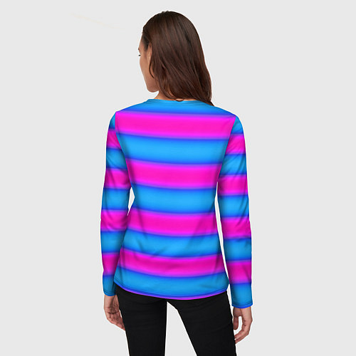 Женский лонгслив Striped pattern яркий неоновый полосатый узор / 3D-принт – фото 4