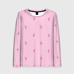 Лонгслив женский Фламинго на розовом фоне, цвет: 3D-принт