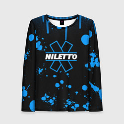 Лонгслив женский Нилето niletto потёки и капли краски, цвет: 3D-принт