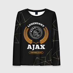 Лонгслив женский Лого Ajax и надпись Legendary Football Club на тем, цвет: 3D-принт