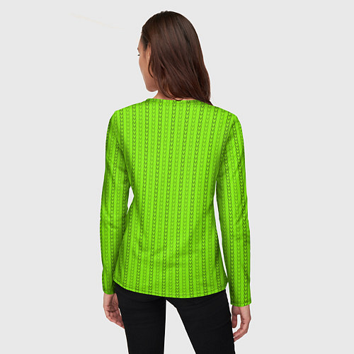 Женский лонгслив Зеленые узоры из линий / 3D-принт – фото 4