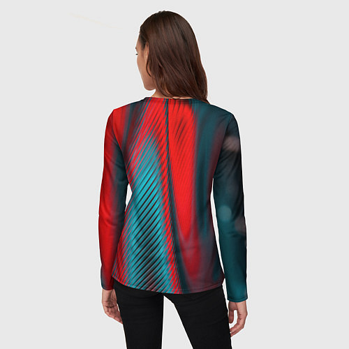 Женский лонгслив Абстрактная неоновая наноброня - Красный / 3D-принт – фото 4