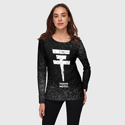Лонгслив женский Tokio Hotel с потертостями на темном фоне, цвет: 3D-принт — фото 2