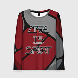 Лонгслив женский Жизнь- это спорт, цвет: 3D-принт