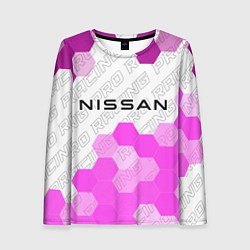 Лонгслив женский Nissan pro racing: символ сверху, цвет: 3D-принт
