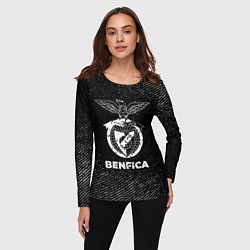 Лонгслив женский Benfica с потертостями на темном фоне, цвет: 3D-принт — фото 2