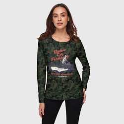 Лонгслив женский Рыболовный камуфляж, цвет: 3D-принт — фото 2