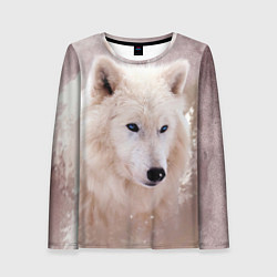 Лонгслив женский Белый зимний волк, цвет: 3D-принт