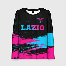 Лонгслив женский Lazio - neon gradient: символ сверху, цвет: 3D-принт