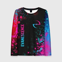 Лонгслив женский Evanescence - neon gradient: символ и надпись верт, цвет: 3D-принт